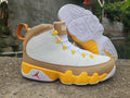 Air Jordan High-Top Sneakers - White & Tan with Yellow Accents