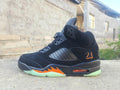 Air Jordan High-Top Sneakers - Black & Orange with Mint Green Sole
