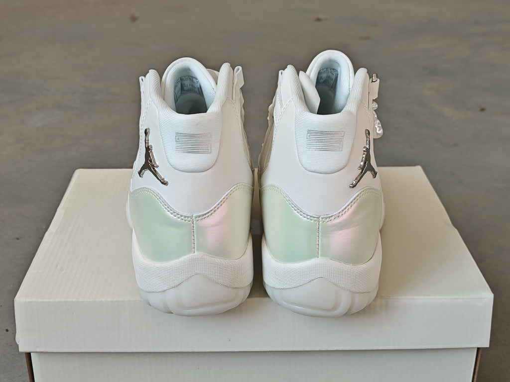Air Jordan 11 Retro Sail Pearl Iridescent High-Top Sneakers