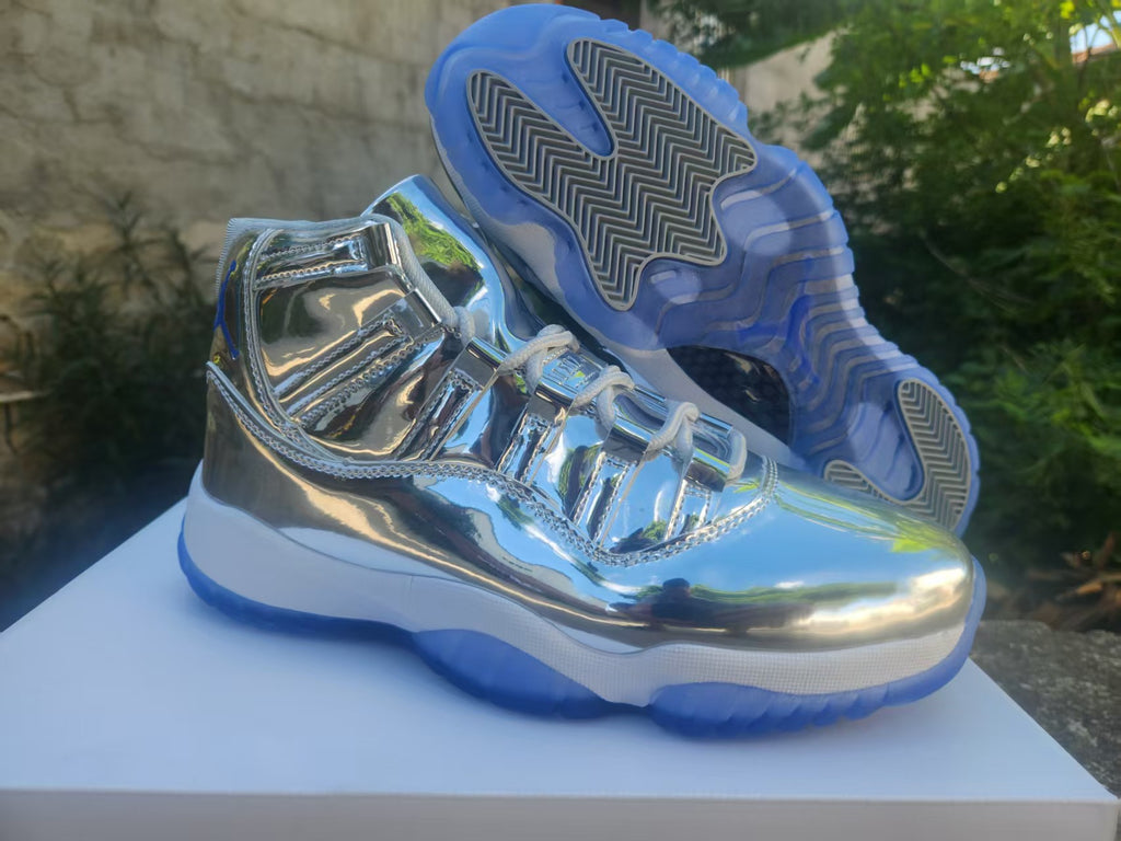 Air Jordan High-Top Sneakers - Metallic Silver & Ice Blue