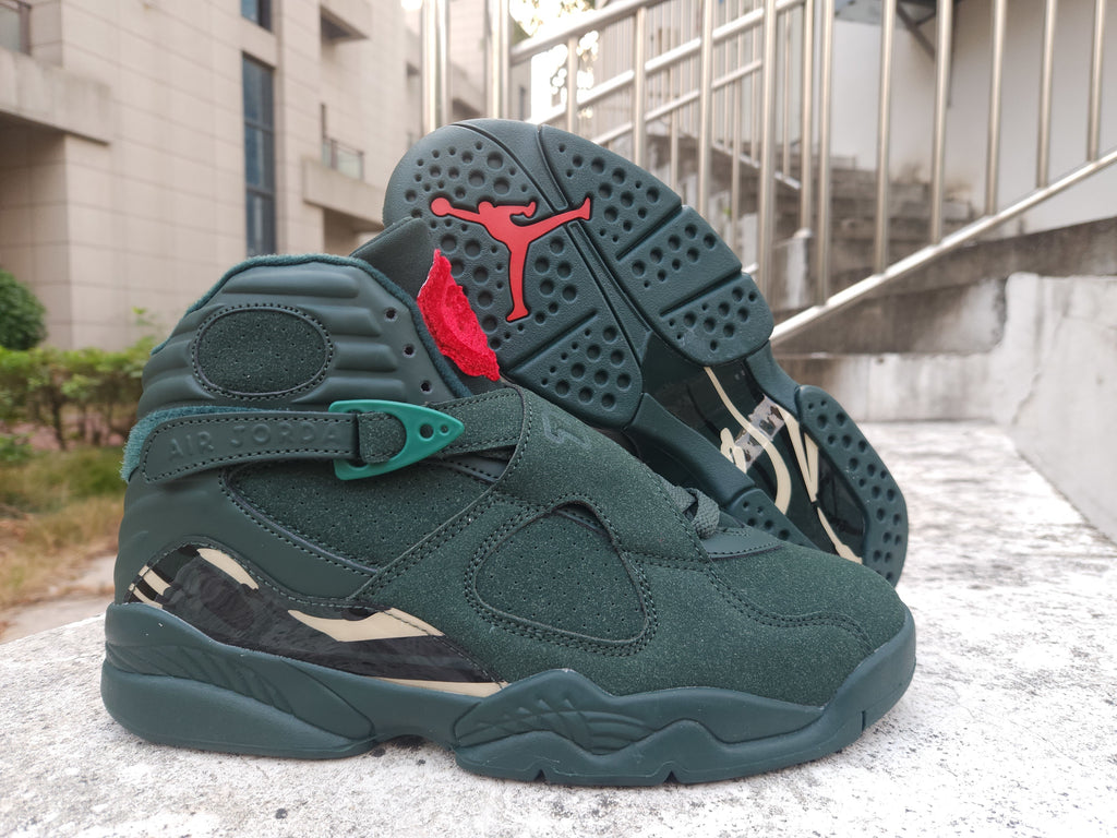 Air Jordan 8 Dark Green & Gold High-Top Sneakers