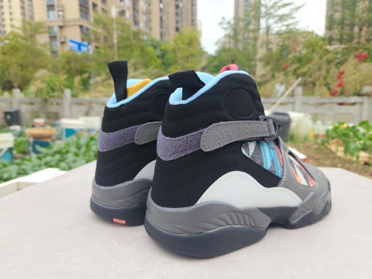 Air Jordan 8 Gray & Black Multicolor High-Top Sneakers