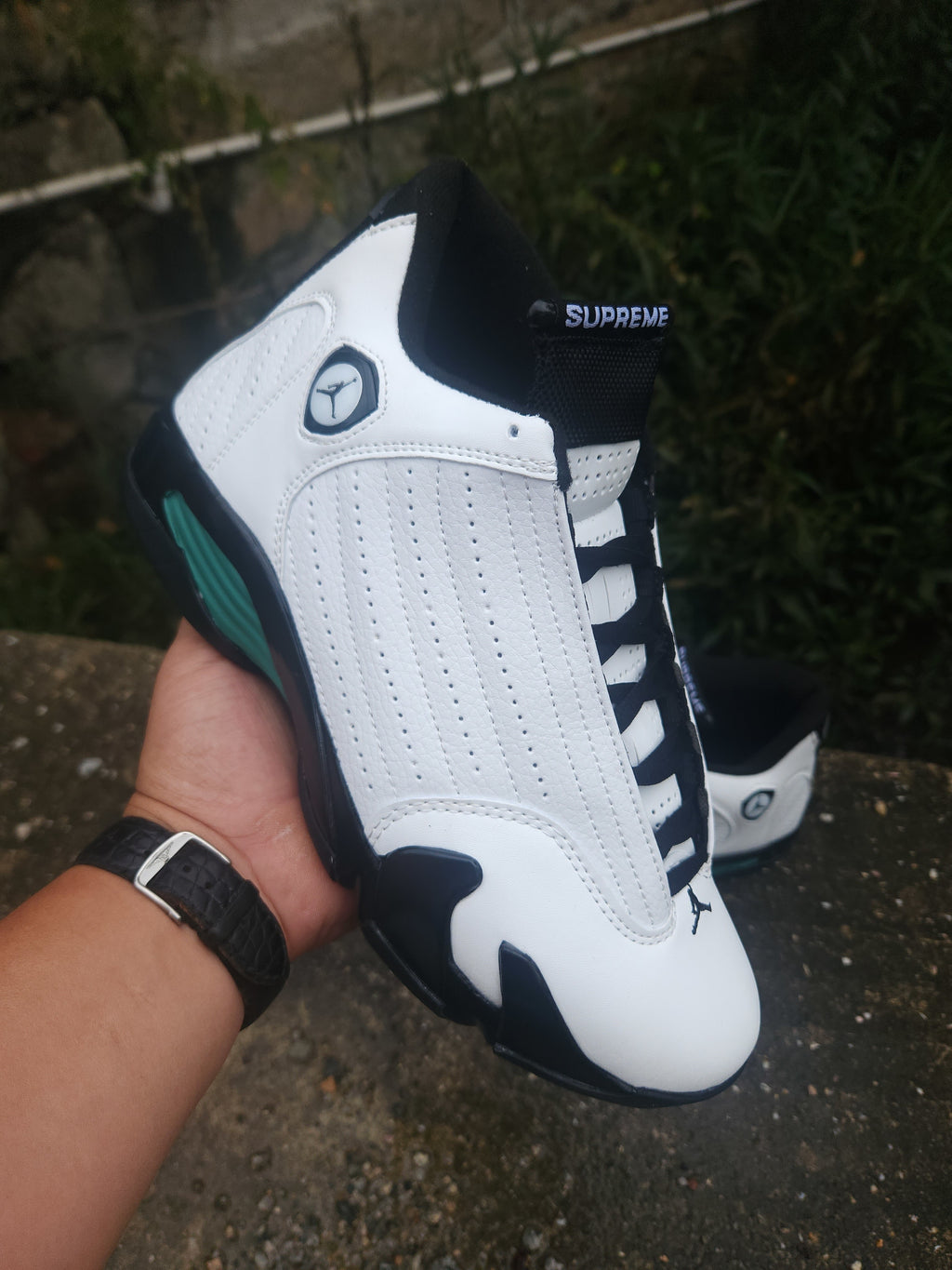 Air Jordan Retro Sneakers - White, Black & Green