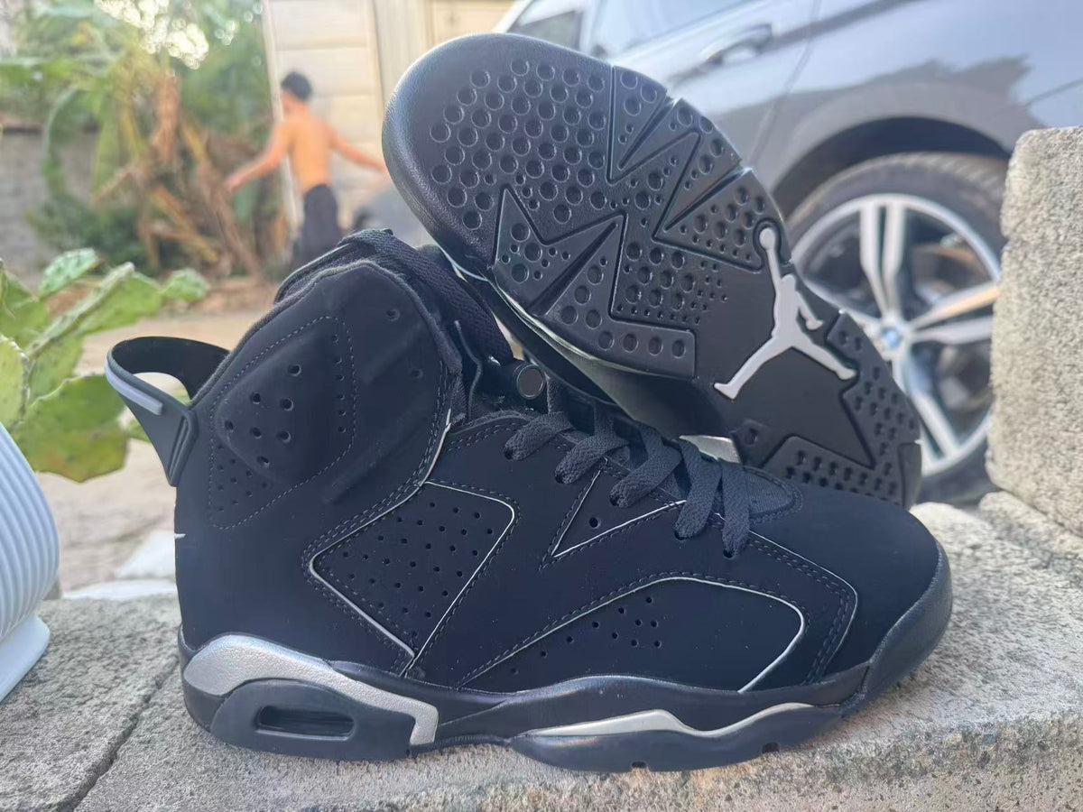 Air Jordan 6 Retro Black & Silver High-Top Sneakers