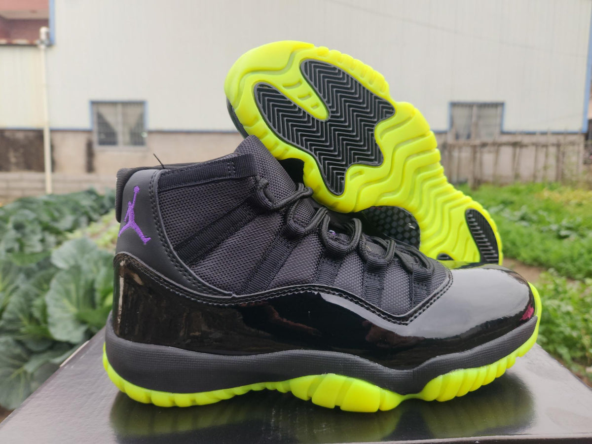 Air Jordan 11 Retro Black & Neon Green High-Top Sneakers
