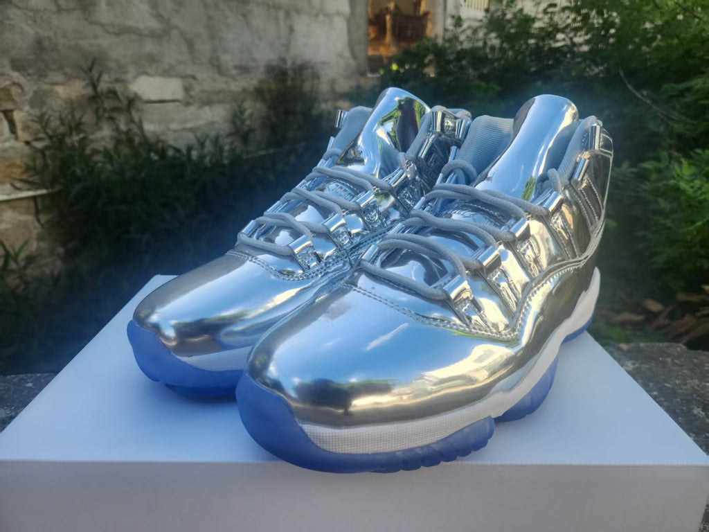 Air Jordan High-Top Sneakers - Metallic Silver & Ice Blue