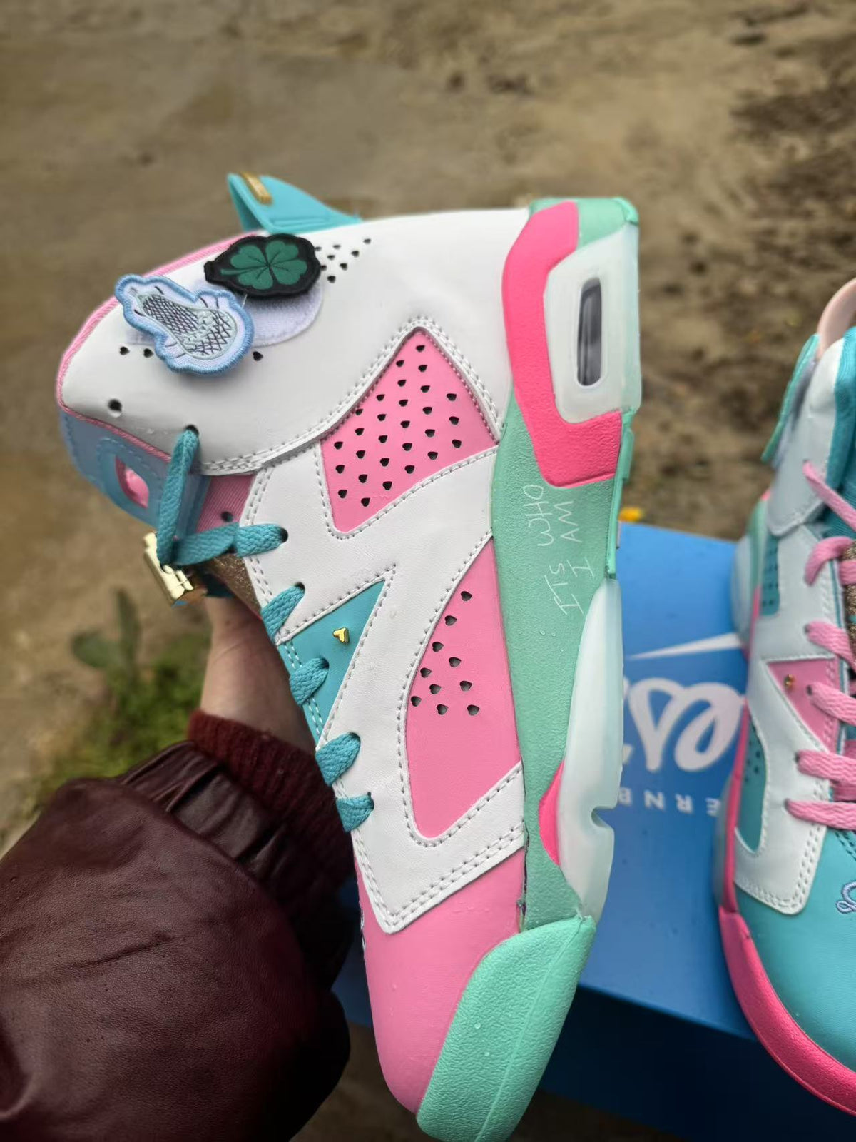 Air Jordan 6 Retro Blue & Pink High-Top Sneakers