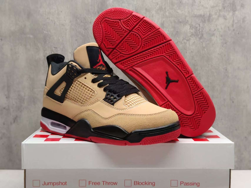 Air Jordan 4 Retro Pizza Tan & Black Sneakers