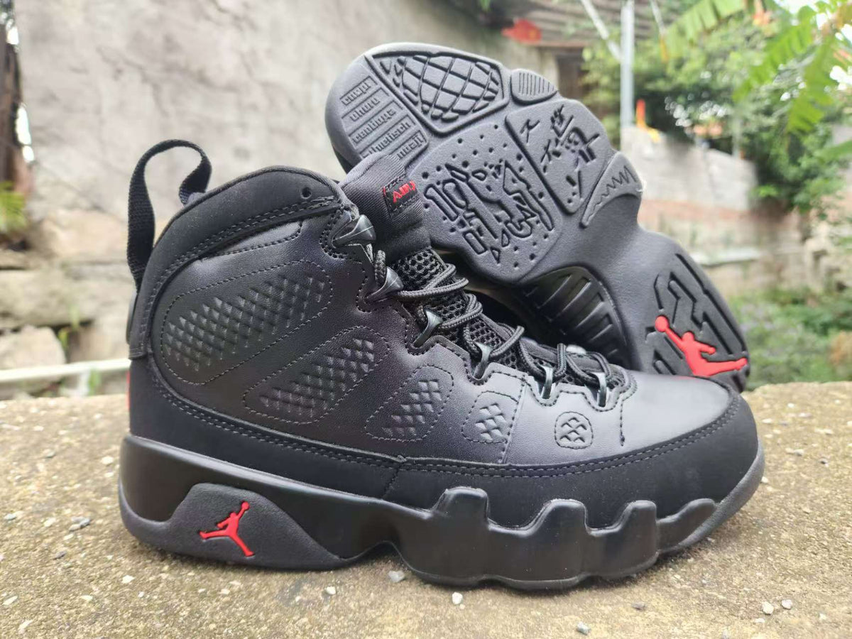 Air Jordan High-Top Sneakers - Black with Red Accents