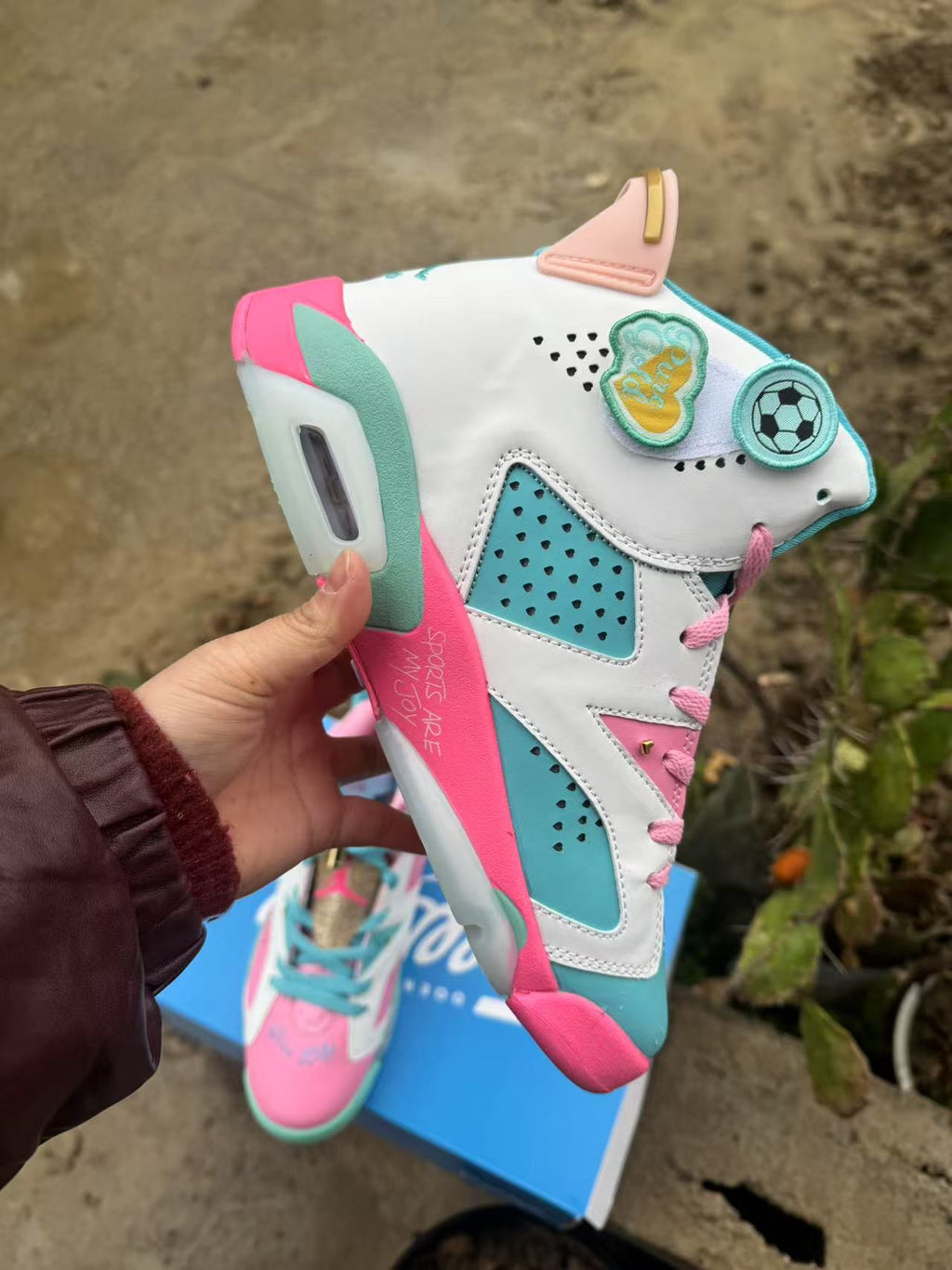 Air Jordan 6 Retro Blue & Pink High-Top Sneakers