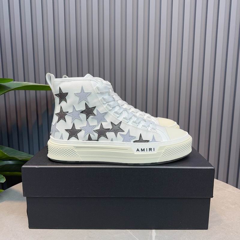 AMIRI Star High-Top Sneakers | White & Grey