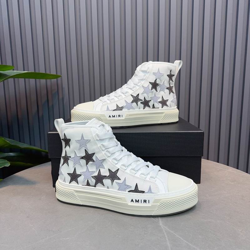 AMIRI Star High-Top Sneakers | White & Grey