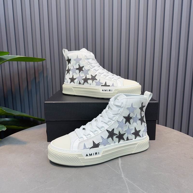 AMIRI Star High-Top Sneakers | White & Grey