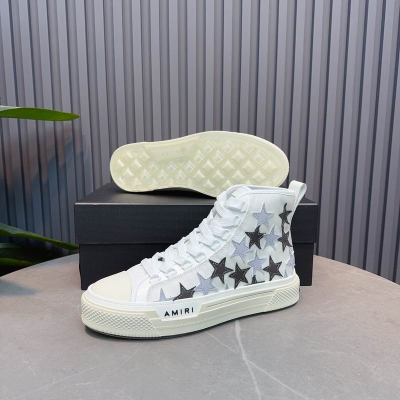 AMIRI Star High-Top Sneakers | White & Grey