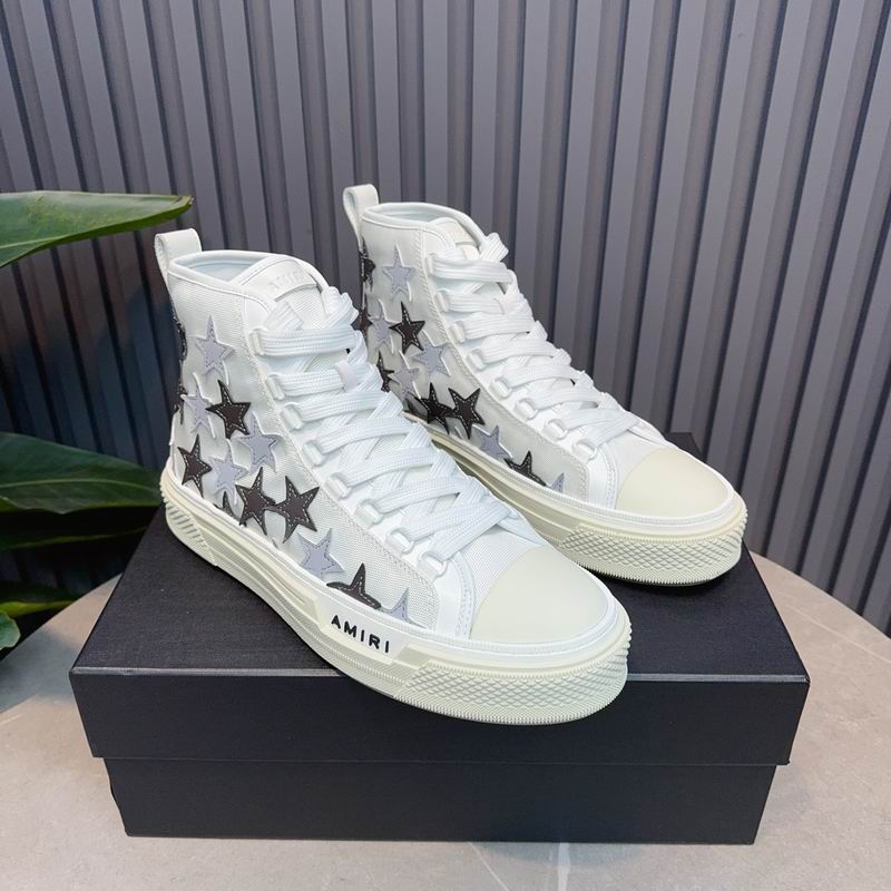 AMIRI Star High-Top Sneakers | White & Grey