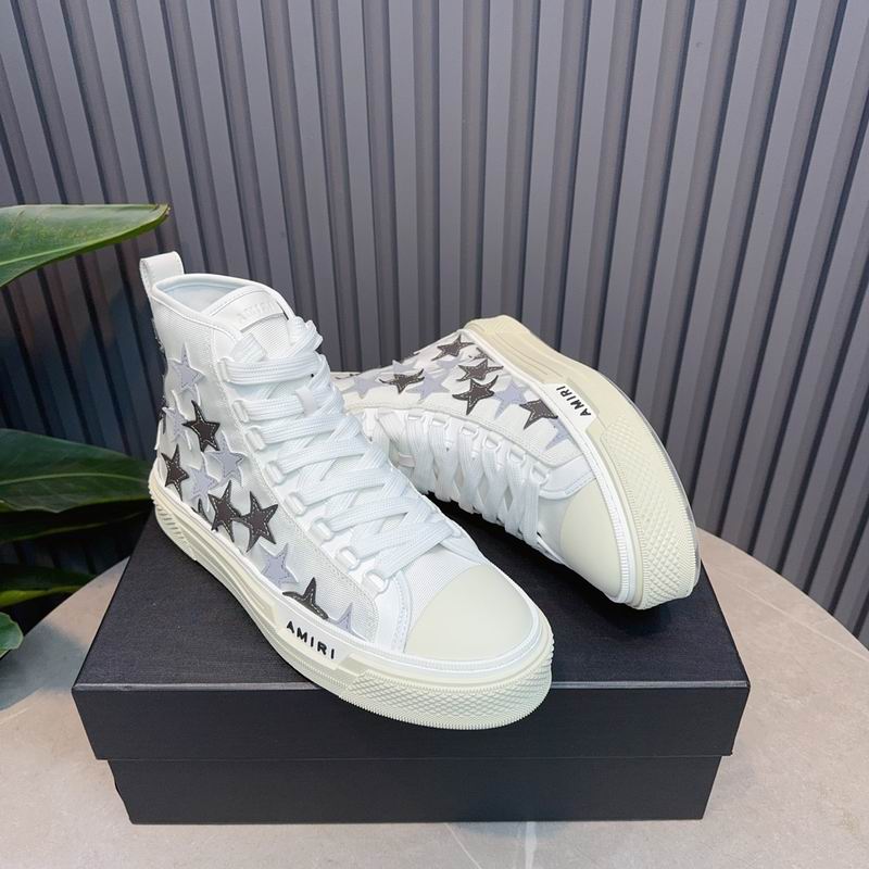 AMIRI Star High-Top Sneakers | White & Grey