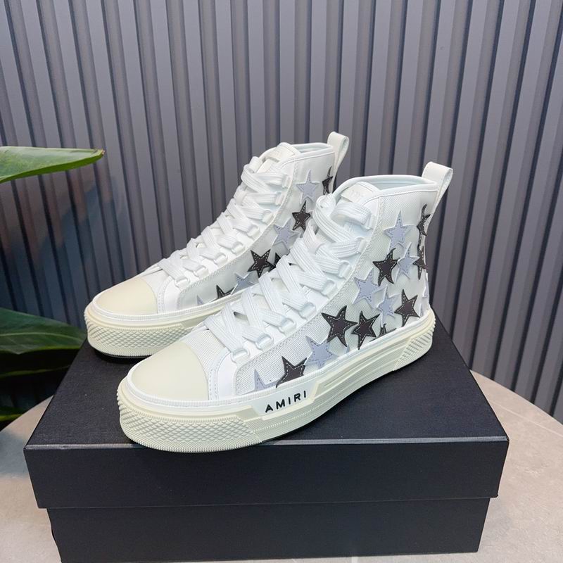 AMIRI Star High-Top Sneakers | White & Grey