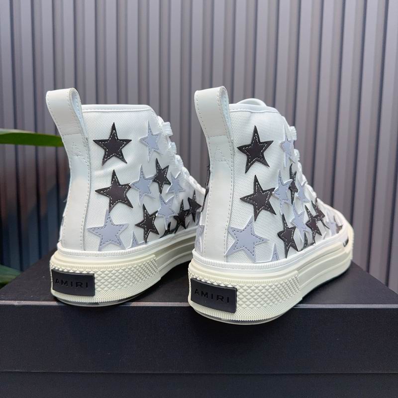 AMIRI Star High-Top Sneakers | White & Grey