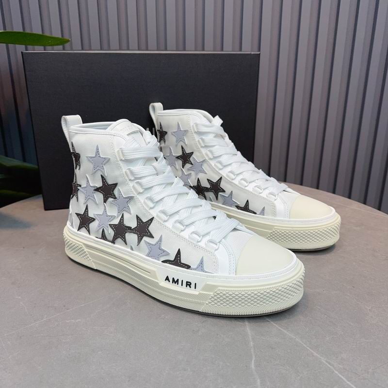 AMIRI Star High-Top Sneakers | White & Grey