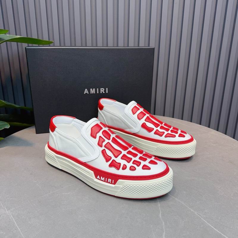 AMIRI White & Red Skeleton Slip-On Sneakers