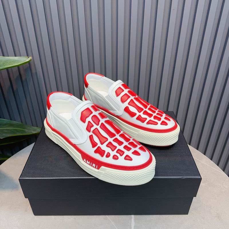 AMIRI White & Red Skeleton Slip-On Sneakers