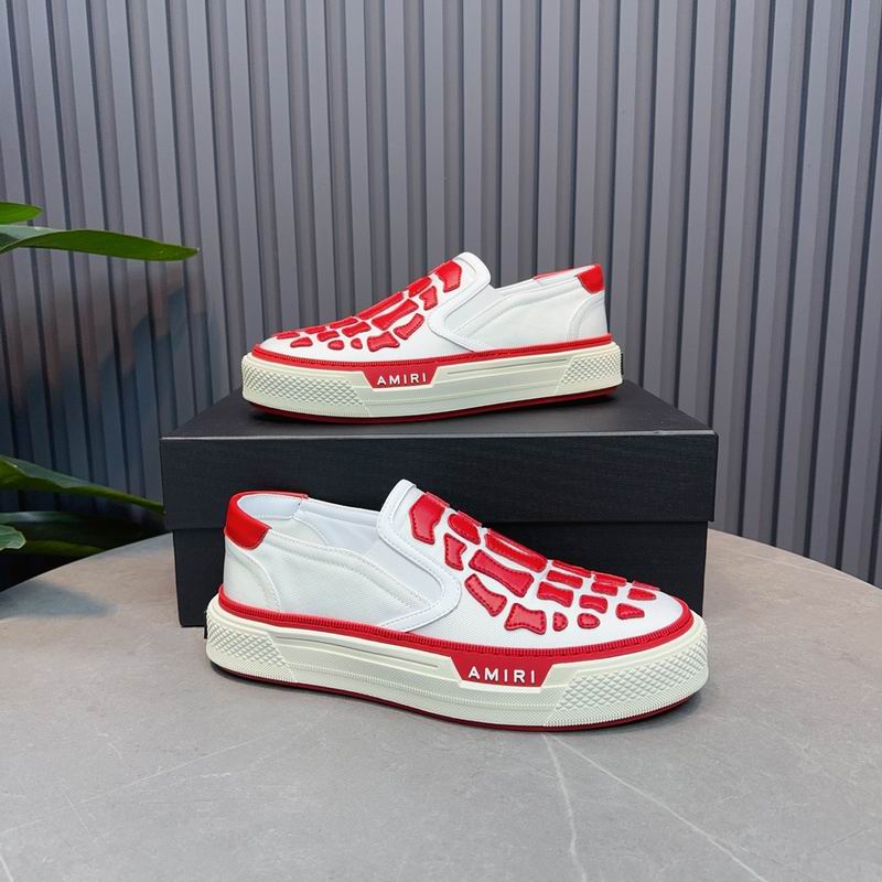 AMIRI White & Red Skeleton Slip-On Sneakers