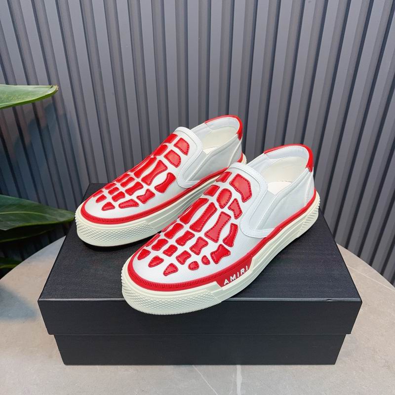 AMIRI White & Red Skeleton Slip-On Sneakers
