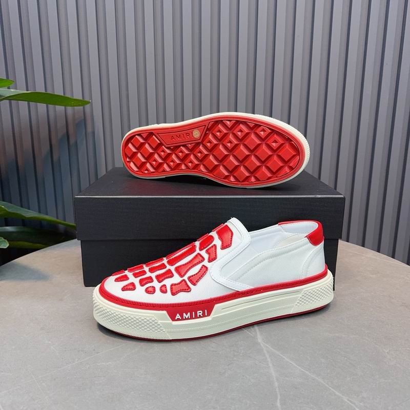 AMIRI White & Red Skeleton Slip-On Sneakers