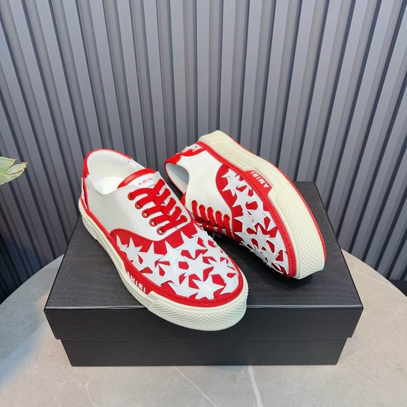AMIRI Red & White Star Lace-Up Sneakers