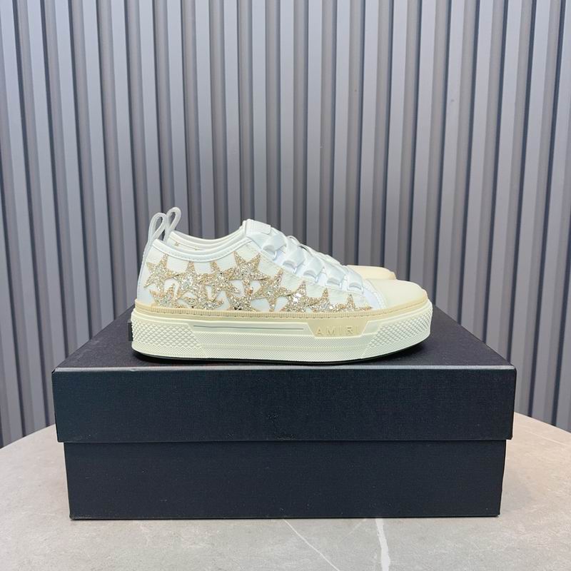 AMIRI White & Gold Star Lace-Up Sneakers