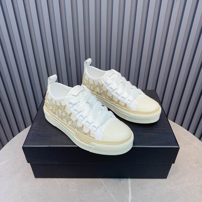 AMIRI White & Gold Star Lace-Up Sneakers