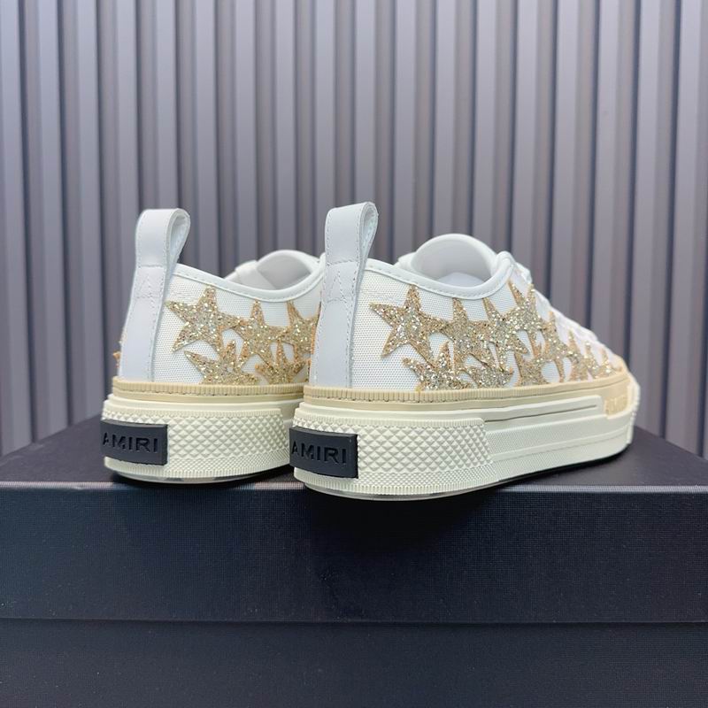 AMIRI White & Gold Star Lace-Up Sneakers
