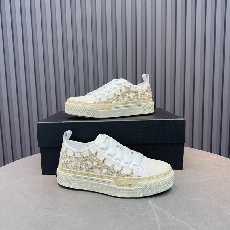 AMIRI White & Gold Star Lace-Up Sneakers