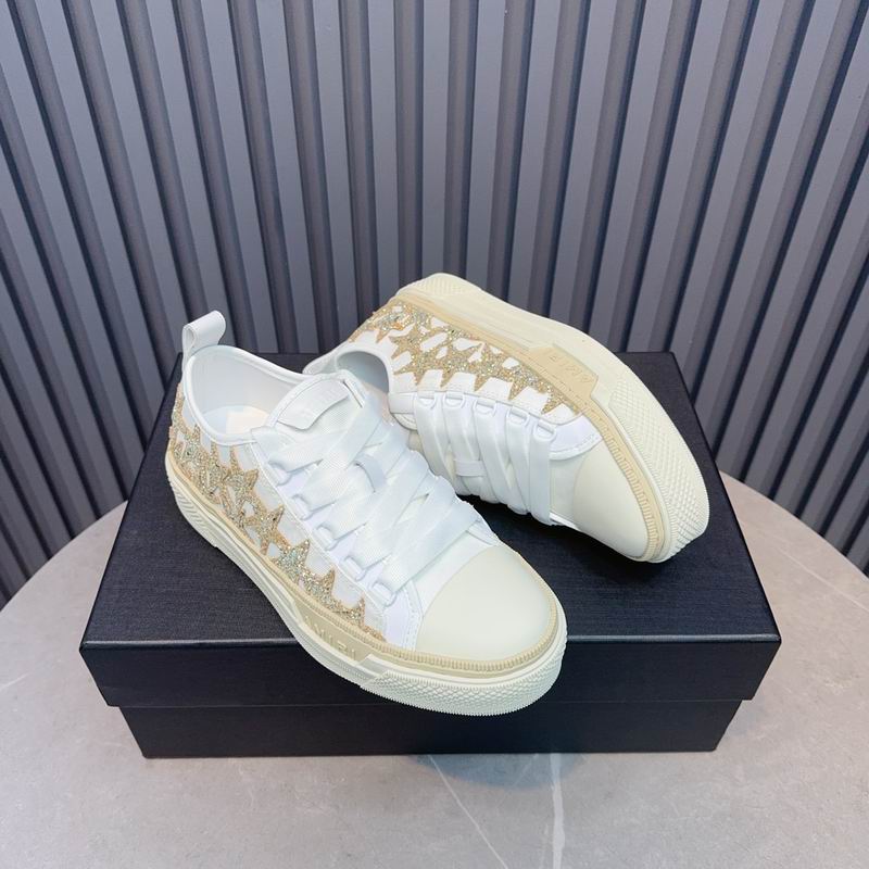 AMIRI White & Gold Star Lace-Up Sneakers