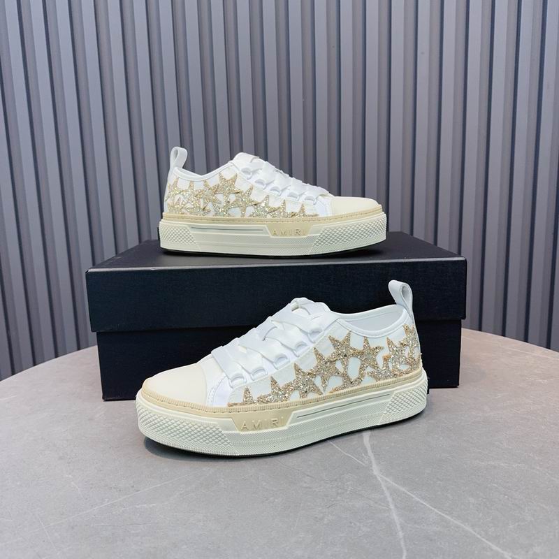 AMIRI White & Gold Star Lace-Up Sneakers