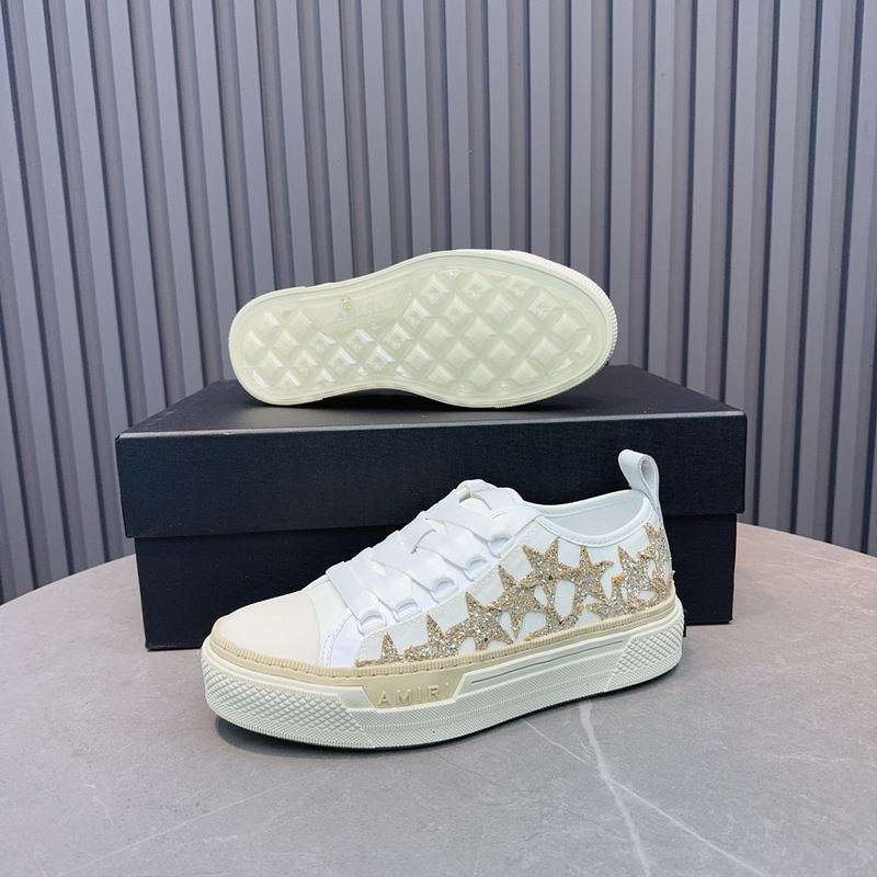 AMIRI White & Gold Star Lace-Up Sneakers