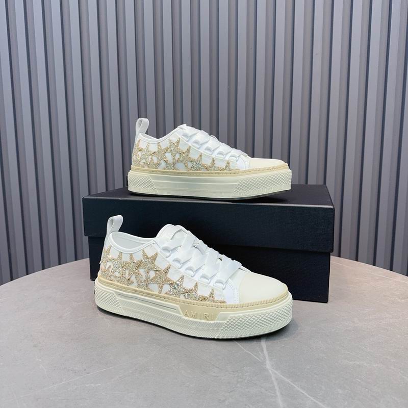 AMIRI White & Gold Star Lace-Up Sneakers