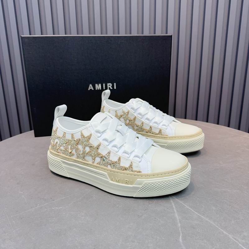 AMIRI White & Gold Star Lace-Up Sneakers