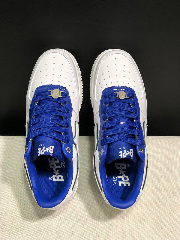 BAPE STA Low-Top Sneakers | White & Royal Blue