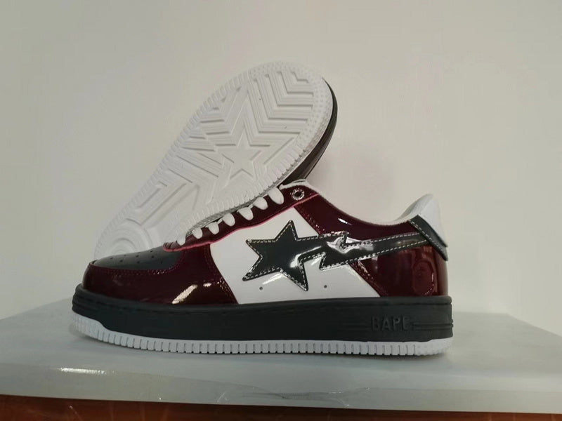 BAPE STA Low-Top Sneakers | Burgundy, White & Black