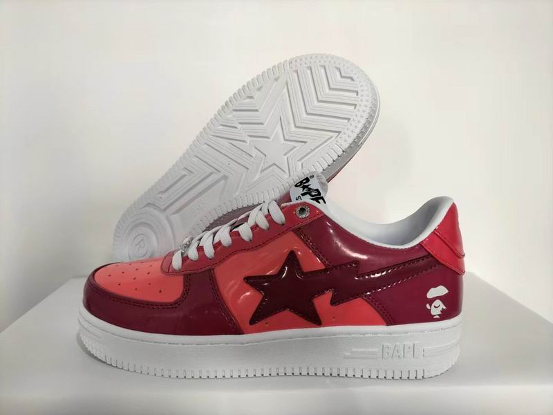 BAPE STA Low-Top Sneakers | Burgundy & Coral