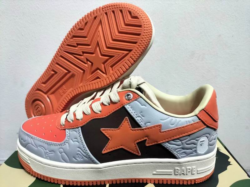 BAPE STA Low-Top Sneakers | Coral, Grey & Black