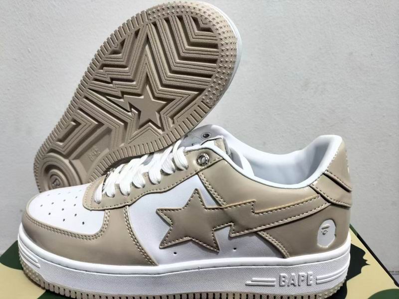 BAPE STA Low-Top Sneakers | Taupe & White