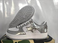BAPE STA Low-Top Sneakers | Metallic Silver & White