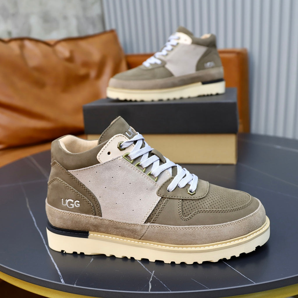 UGG Taupe and Grey Platform Lace-Up Sneakers