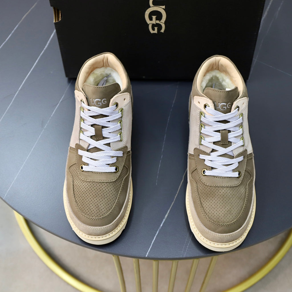 UGG Taupe and Grey Platform Lace-Up Sneakers