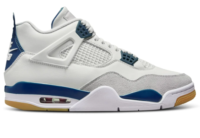 Nike SB x Air Jordan 4 White & Navy Sneakers