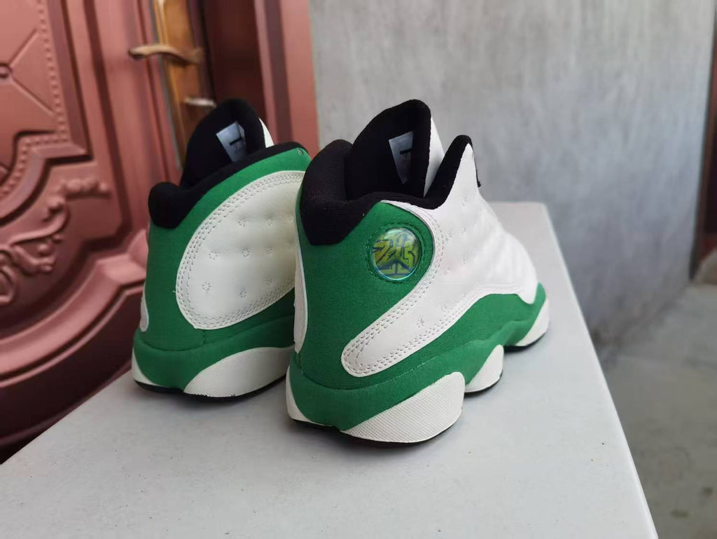 Air Jordan Retro Sneakers - White & Green with Dimpled Panels