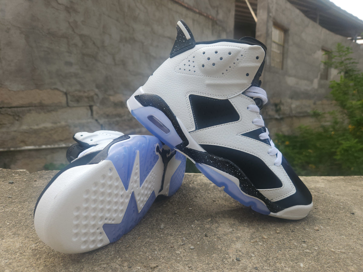 Air Jordan High-Top Sneakers - White & Black with Speckled Details